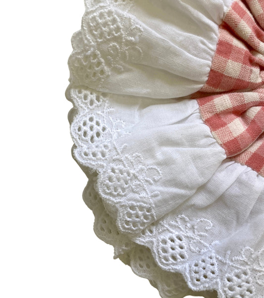 Extra large gingham scrunchie with lace.