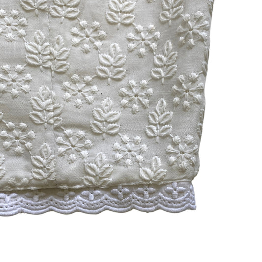 white embroidered corset top with boning