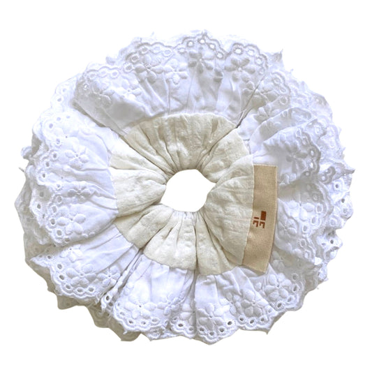 extra large white lacey scrunchie