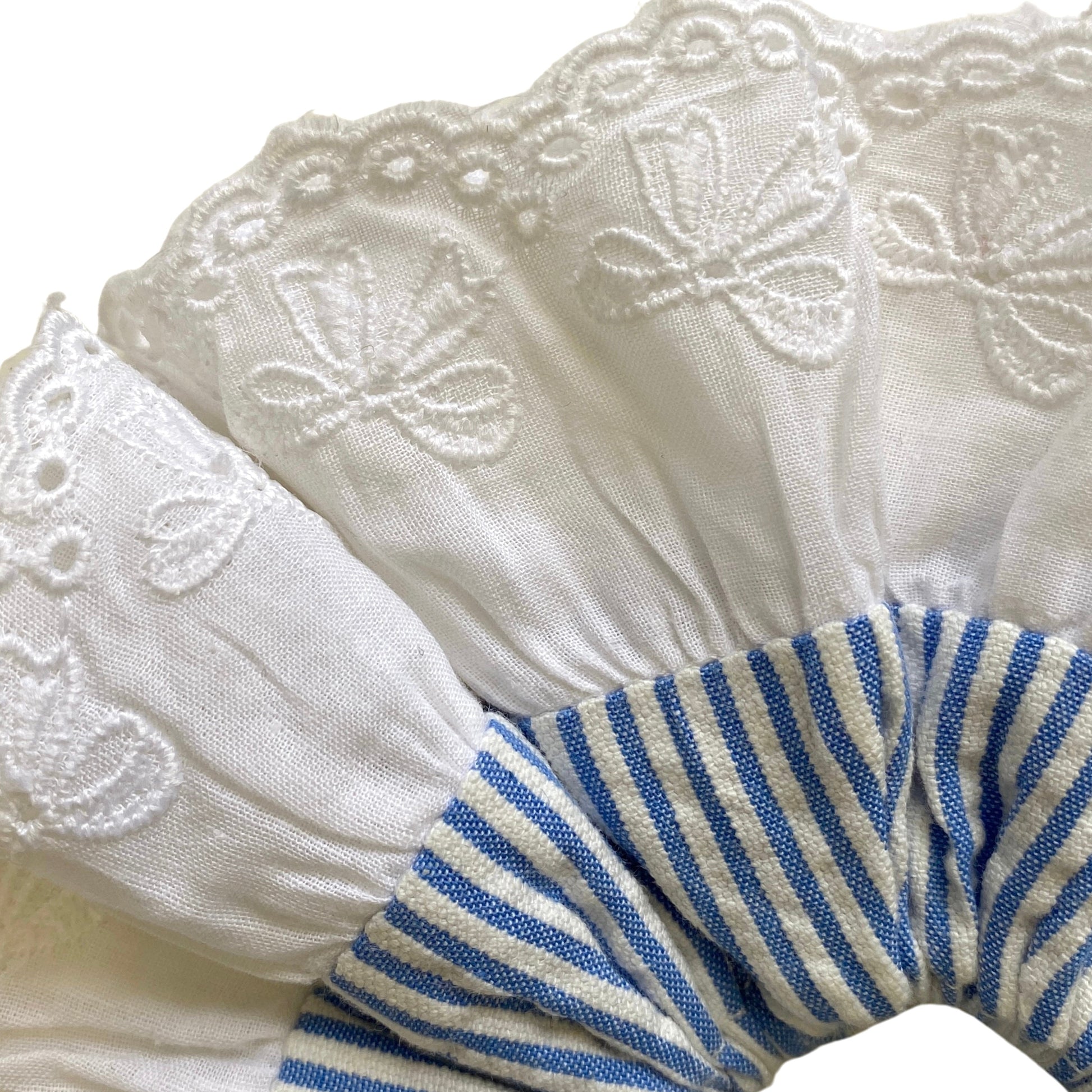 Blue and white striped scrunchie 