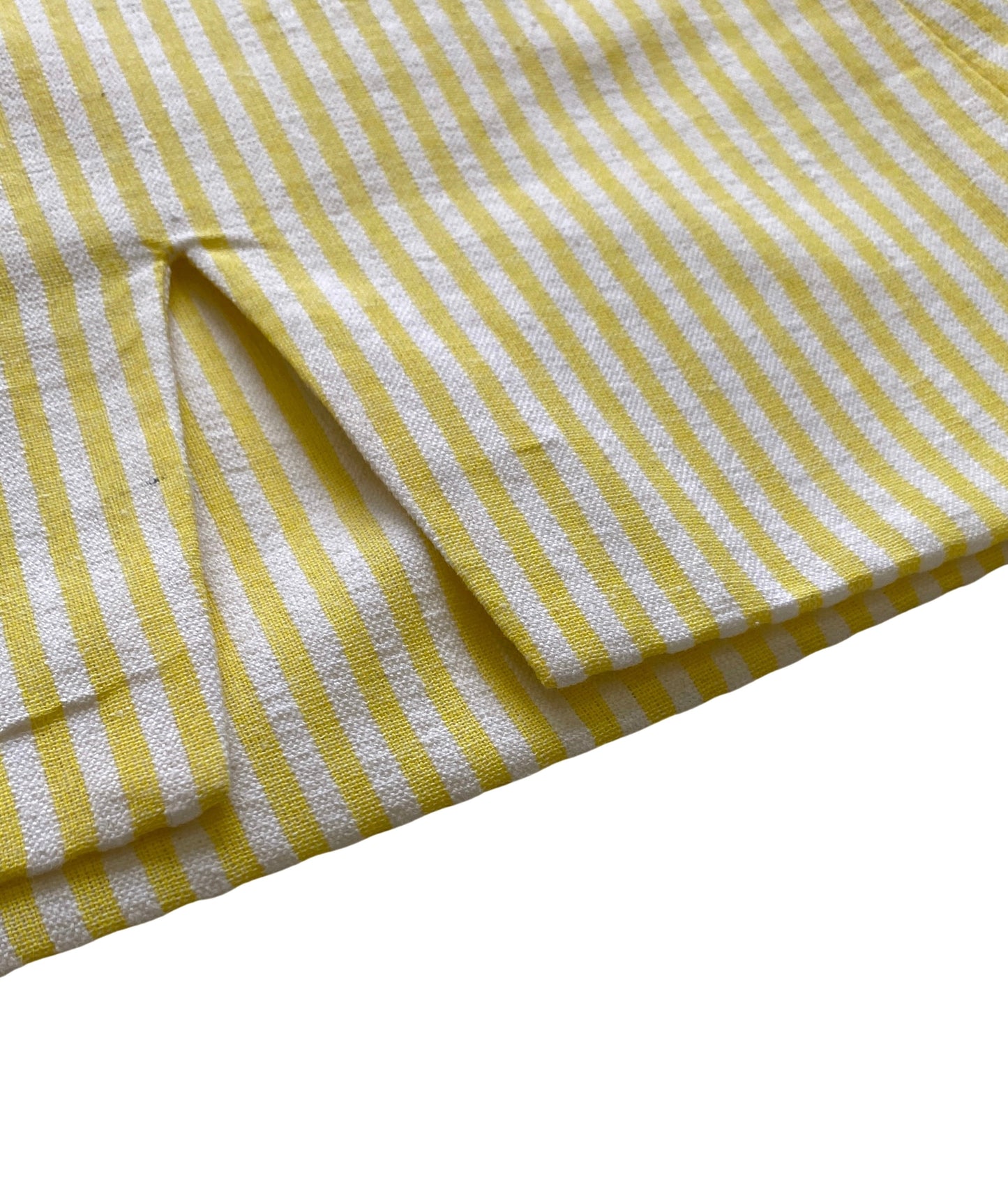 Yellow and white striped seersucker skirt hem