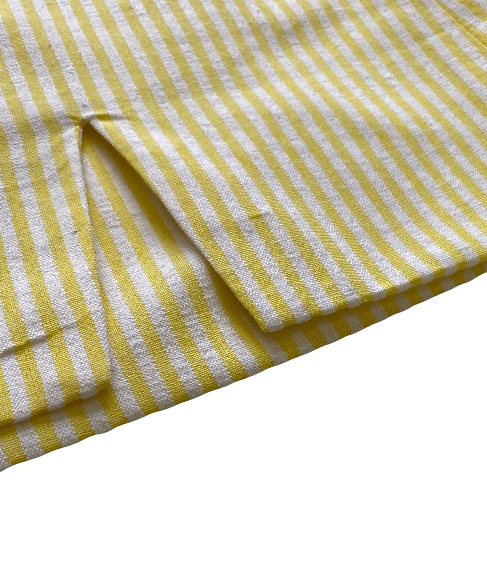 Yellow and white striped seersucker skirt hem
